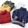 Зимние детские толстые вязаные нижние рубашки для мальчиков, однотонный пуловер с высоким воротником, свитер, спортивная одежда для маленьких мальчиков