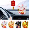 Solar Powered Lucky Cat Welcoming Chinese Lucky Cat Car Ornament Waving Hand Beckoning Fortune Cat Figurines Car Accessories