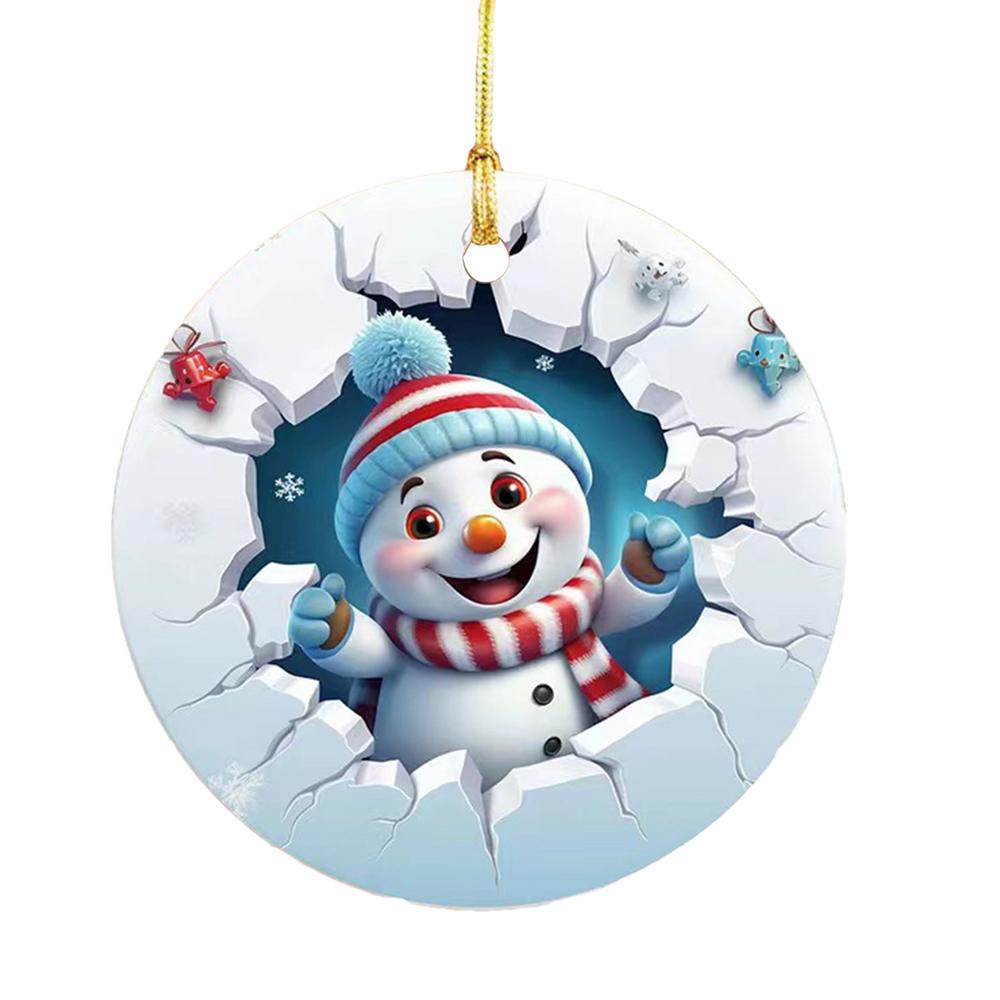 Snowman Ornaments For Christmas Tree Break Through Acrylic Window Ornaments 2D Creative Window Ornaments For Holiday Parties