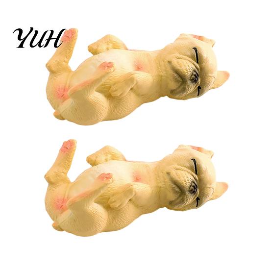 Realistic PVC Animal Models Sleeping French Bulldog Figurine, Mini Puppy Statue, Cute Lying Down Pet Car Dashboard Decorations Model for Decor,