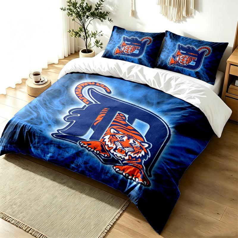 Detroit Tigers 3pc Duvet Cover Set Simple Modern Bedding Set Wrinkle Resistant Soft Fabric All Season Use a perfect gift