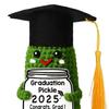 Crochet Graduation Pickle with Tassels Positive Card Handmade Knitting 2025 Graduates Cucumber Doll Stress Relief Toy Desktop Decoration Ornament