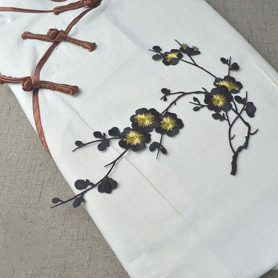 Cherry Blossom Iron-On Patch Blossom Plum Applique Patch Embroidered Flower Vines DIY Trim for Jeans Garment Women Clothing Jacket Backpack