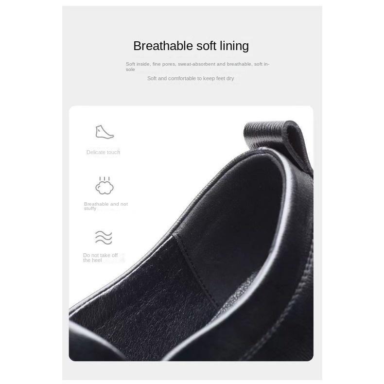 Мужская кожаная обувь, летняя обувь для папы, дышащая деловая повседневная обувь на мягкой подошве, туфли без шнуровки для среднего возраста