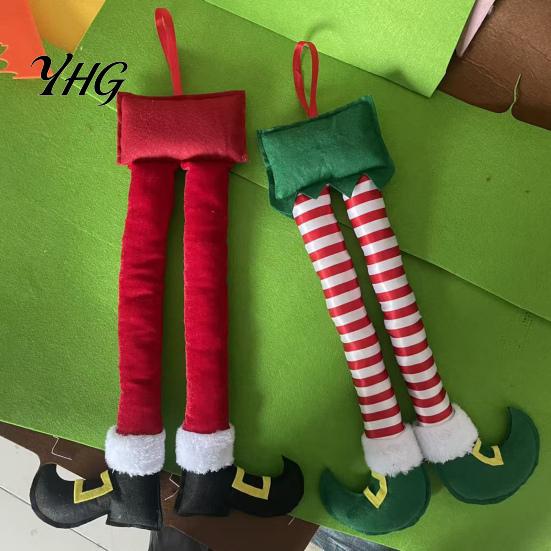 Christmas Ornament for Women Elf Legs, Santa Legs Hanging Ornaments, Plush Stuffed Xmas Car Pendant, Fun Vehicle Interior Decoration Holiday