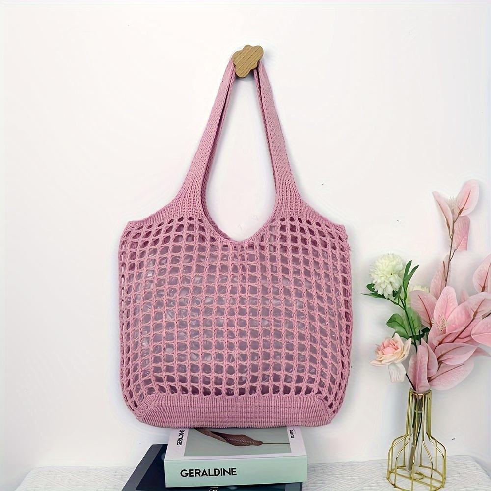 1pc Large Capacity Fashion Woven Tote Bag Hollowed Out Shoulder Bag Ultra-light,breathable and Spacious for Casual Summer Travel