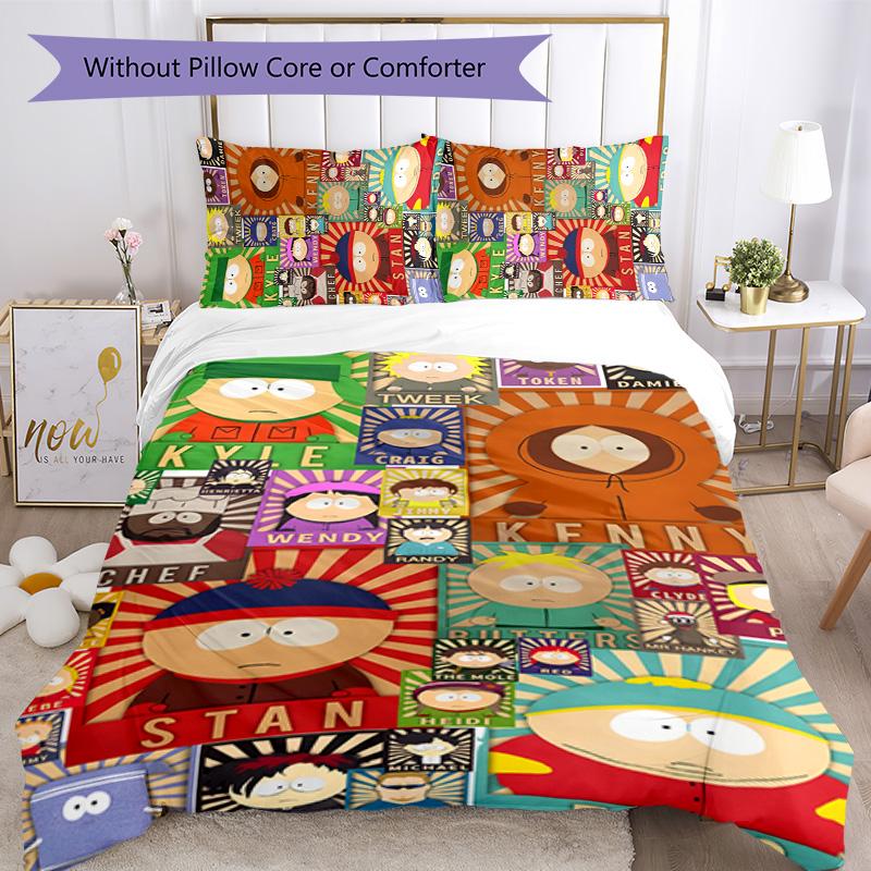 South Park 3pcs Bedding Set Duvet Cover Closure Includes 1 Duvet Cover & 2 Pillowcases for All Seasons Bedroom Home Dorm Decor