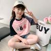 Girls Summer Fashion Raglan Sleeve T Shirt Stylish Kids Casual Short Sleeve Top