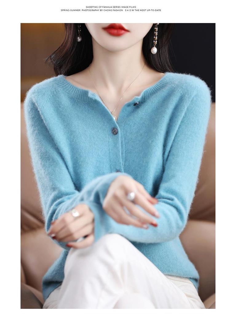 Женский кардиган из 100% шерсти однотонный - Осенняя коллекция