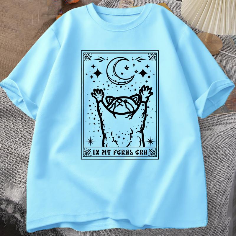 Футболка с изображением енота In My Feral Era Футболка с изображением енота Футболка с принтом карт Таро Летняя хлопковая футболка с коротким рукавом Одежда унисекс