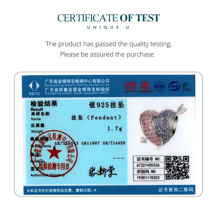 BAMOER Стерлинговое серебро 925 пробы со сверкающими фиолетовыми и розовыми цирконами Тай Чи и подвесками в форме сердца из бисера, ювелирные украшения