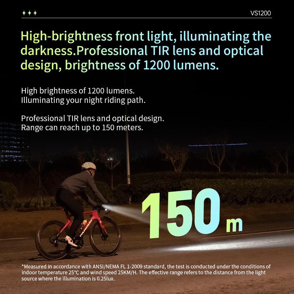 iGPSPORT VS1200 Bike Light Smart Bicycle Headlight for MTB/Road Bikes High Brightness Cycling Light Bicycle Accessories