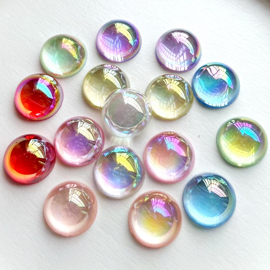25pcs16mm Semi-circular AB Color Crystal Rhinestone DIY Jewelry Making Resin Flat Back Decoration Wedding Decoration Scrapbook