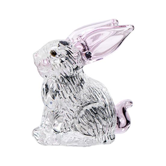 Yousheng Faux Crystal Rabbit Figurine Transparent Collectible Rabbit Statue Glass Art Animal Ornament Bunny Sculpture for Home Office Desk Car