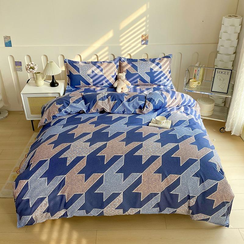 Синий полосатый клетчатый комплект пододеяльников современный геометрический пододеяльник с наволочками комплект постельного белья 3 шт для детей декор комнаты для мальчиков