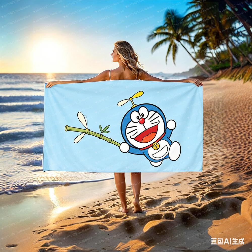 1 шт. Милое Мультяшное Полотенце Doraemon Впитывающее для Бассейна, Путешествий, Подарка, Тренажерного Зала, Душа, Кемпинга, Быстросохнущее, для Тренировок, Пляжа