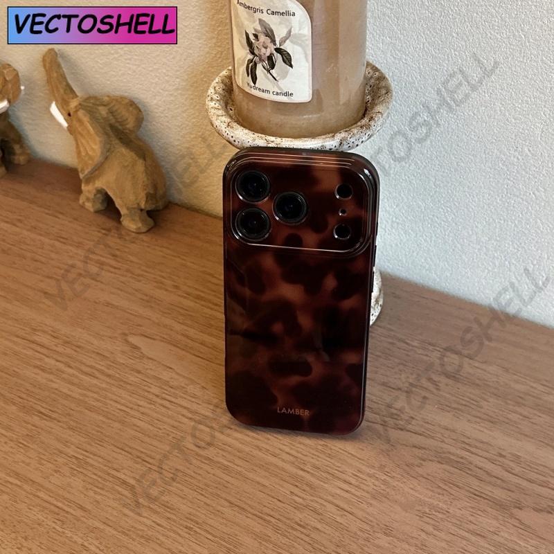 Янтарный ретро-коричневый IMD противоударный чехол для телефона для iPhone 17 16 15 14 12 11 13 Pro Max Plus Air Защитная задняя крышка