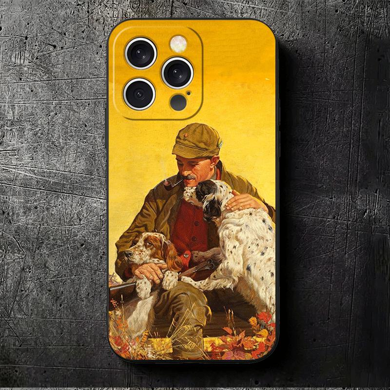 Hunter Dog Hunting Soft Phone Case for iPhone 16 16E 17 Air 15 Pro Max 14 Plus 13 Mini 11 12 7 Black Cover Back Shell