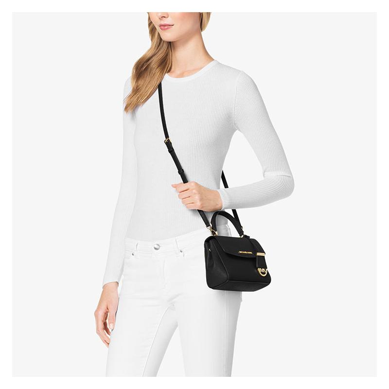 Michael Kors Сумка Ava винтажная с позолоченным логотипом и богатыми деталями, натуральная кожа (сплит), на одно плечо / через плечо, очень маленькая