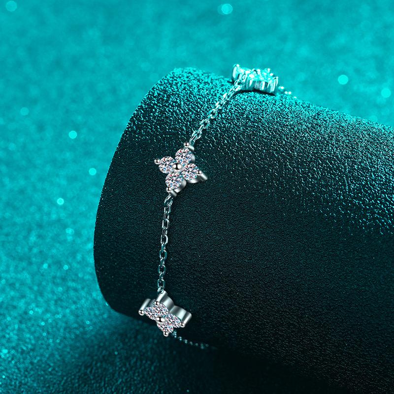 Браслет из стерлингового серебра с покрытием PT950, золотой браслет из муассанита, звезда, корейская версия, модный браслет в холодном стиле с шестиконечной звездой