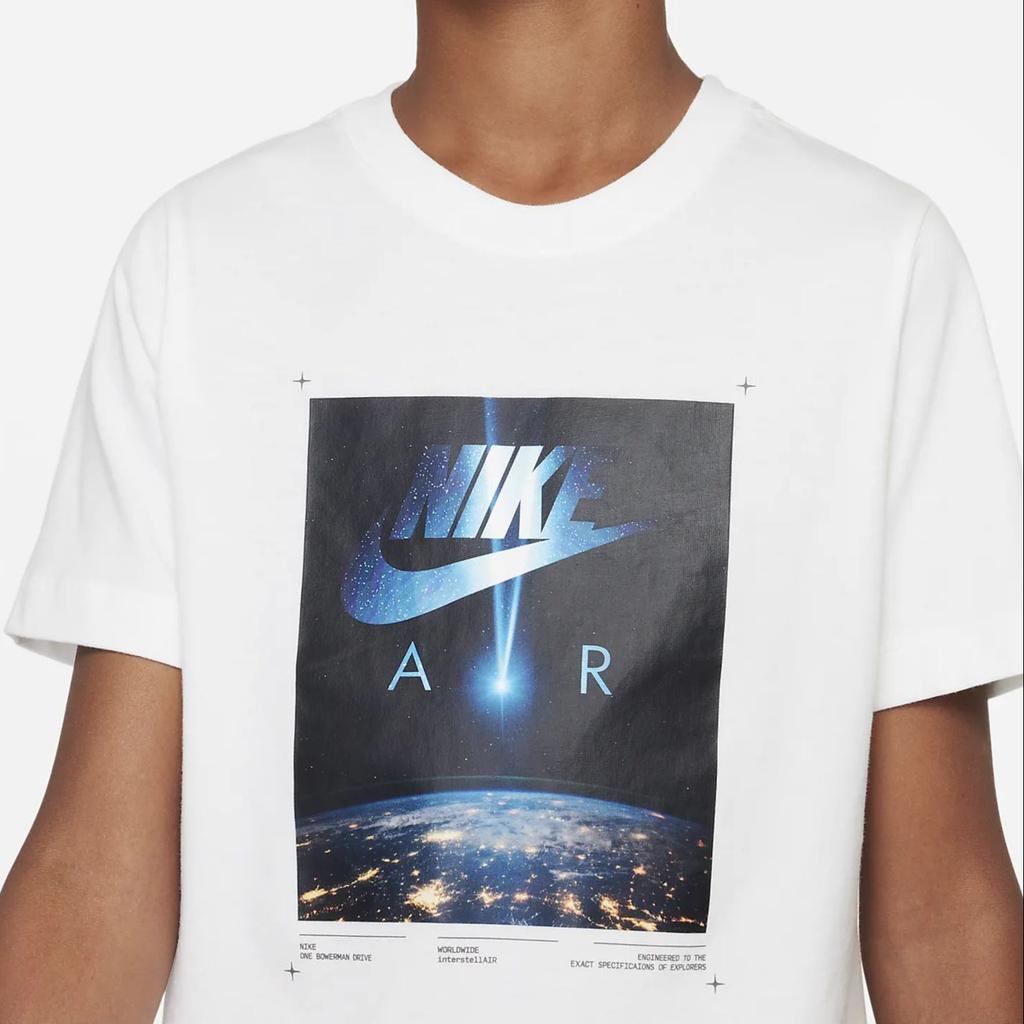 Nike Футболка с круглым вырезом и коротким рукавом с принтом логотипа для детей, белая DX9512-100