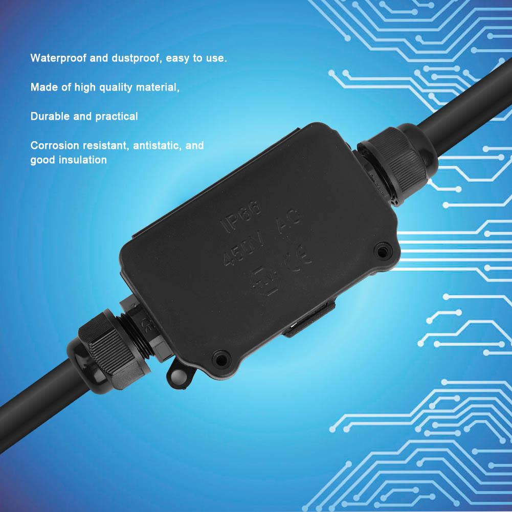 Водонепроницаемая распределительная коробка IP66, 2-канальная, черная, пылезащитная, корпус разъема распределительного кабеля