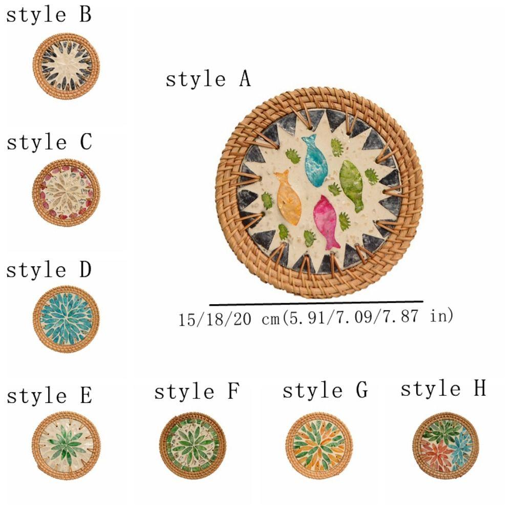 Round Teapot Mats Woven Texture Heat Insulation Pad Tea Ceremony Shell Mats Restaurant