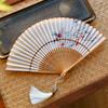 Винтажный китайский шик чонсам ханьфу веер древний стиль ткань ручная работа бамбуковые спицы складной веер танцевальное выступление портативный ручной веер