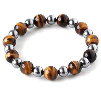 Браслет из натурального камня Power Stone AAA Tiger Eye Terahertz Аксессуар Внутренний диаметр [ЗОЛОТОЙ КАМЕНЬ] Мужской Приблизительный. 15.5cm