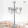 2 Pcs 33in 5 Arms Crystal Candelabra Centerpieces,Silver Iron Candle Holder Freestanding Applicable Candle Within 5cm for Hotels