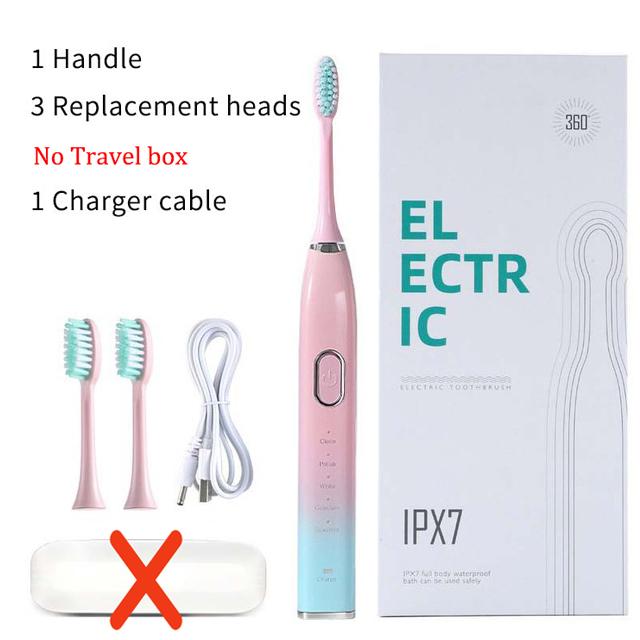 Звуковая перезаряжаемая металлическая зубная щетка для взрослых IPX7, водонепроницаемая, отбеливающая зубы, чистая чувствительная ультразвуковая электрическая зубная щетка