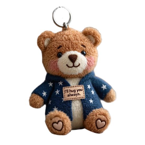 Emotional Support Bag Charm Positive Plush Animal Pendant Cat Dog Keychain Charm with Embroidered Message for Backpack Purse