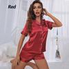 Womens Silk Satin Pajamas Set Short Sleeve Two-piece Pj Sets Sleepwear Loungewear Button-Down