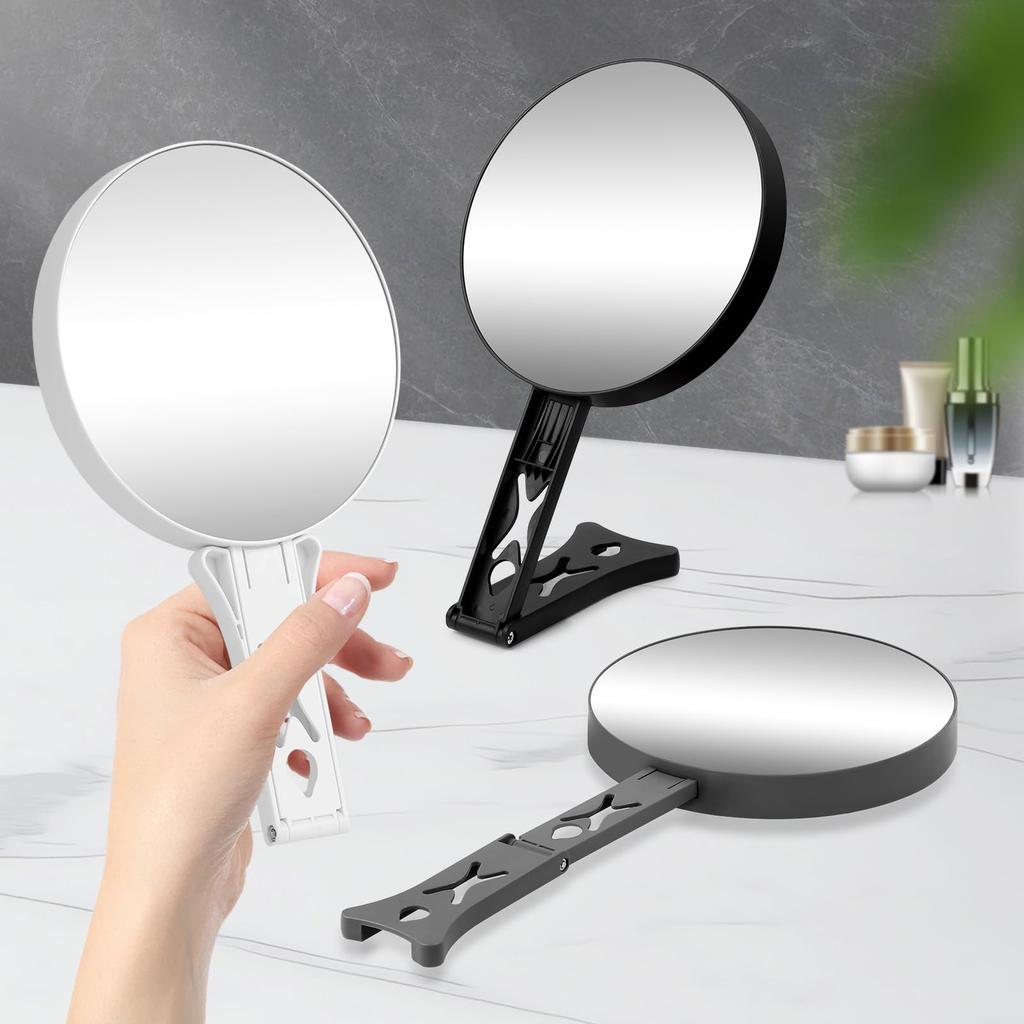 Косметическое зеркало с 10-кратным и 1-кратным увеличением, складное настольное ручное подвесное зеркало со съемным и прозрачным двусторонним увеличением, и зеркало, ручка,