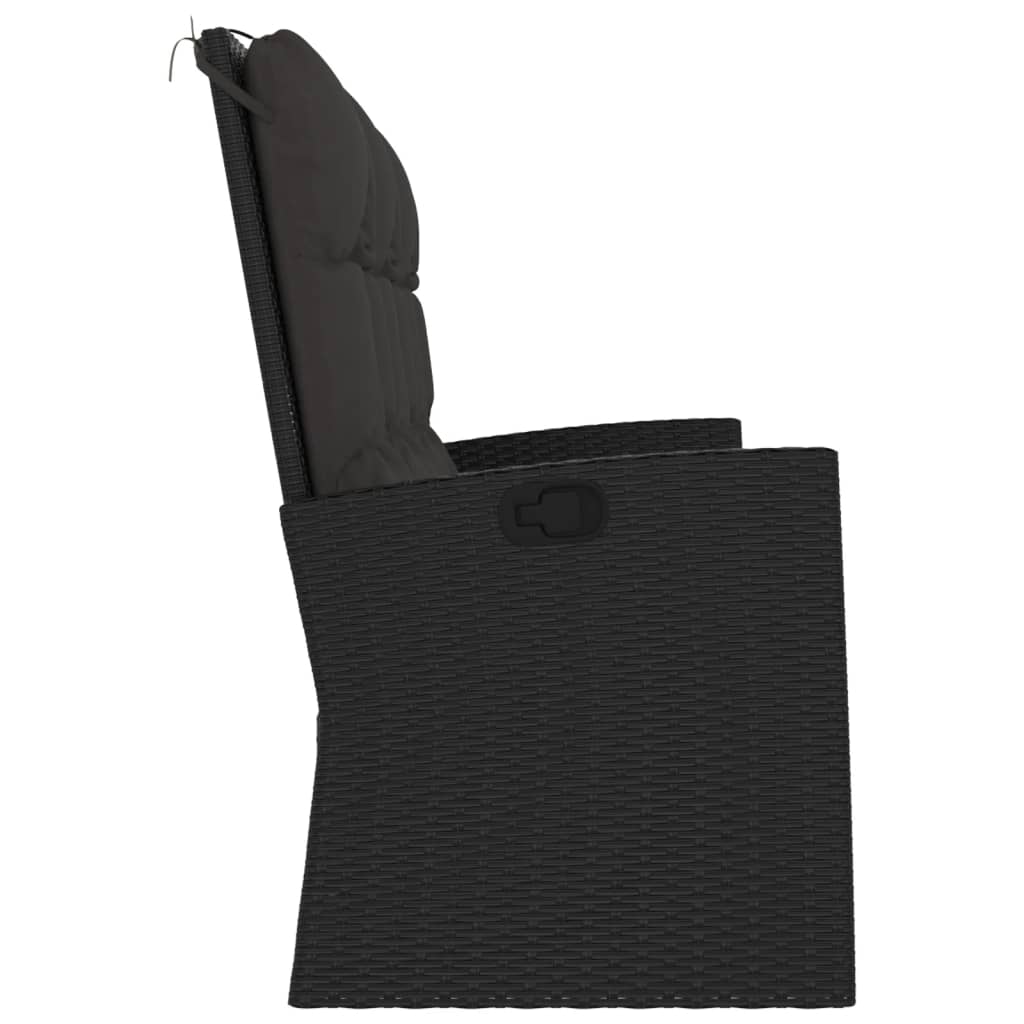 vidaXL Gartenbank mit Liegefunktion & Kissen Schwarz 173cm Poly Rattan