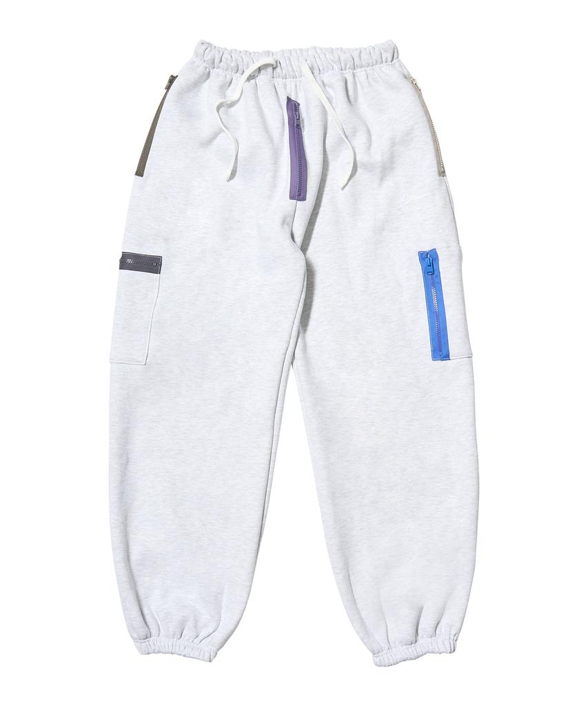 STIGMA Zipper Wide Jogger Pants White Melange