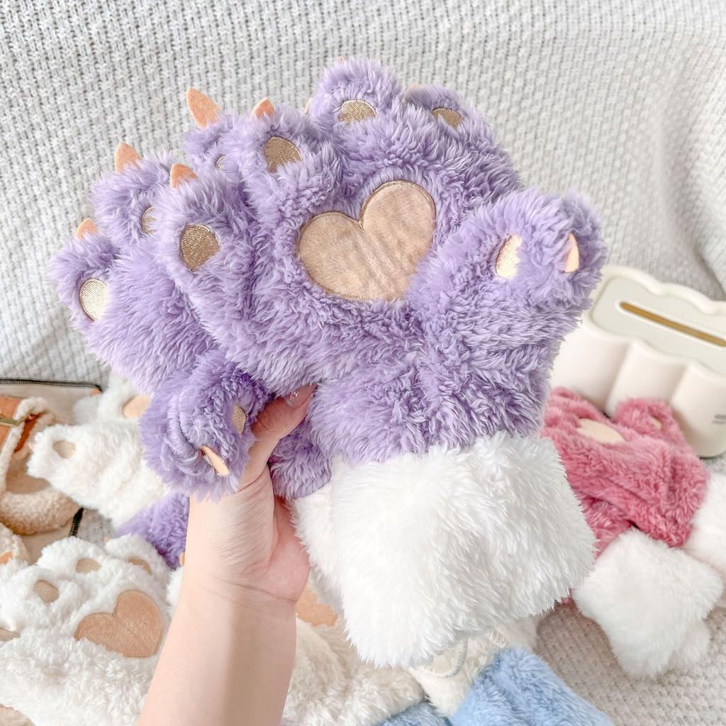 Women's Gloves Women's Winter Velvet Thickened Gloves Warm Neck Riding Gloves Cute Fluffy Bear Paw Cat Claw Gloves