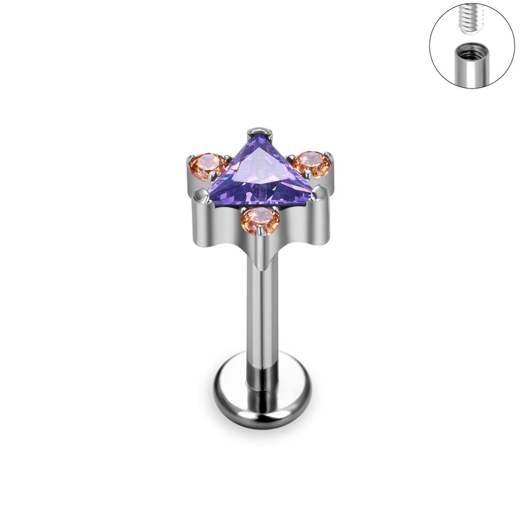 G23 Титановые серьги-гвоздики с узором из цветов и листьев, украшенные фианитами, лабрет, гвоздик для губ, хрящ козелка, серьги-ракушки, ювелирные изделия