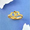 Chic Gold-plated Double Heart Ring Adjustable And Charming Heart Design Perfect For Women's Fashion