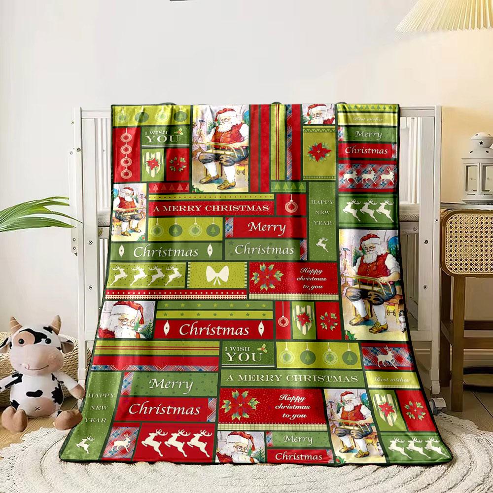 Christmas Themed Festive Holiday Decor Santa bedroom Blanket for Livingroom Couch lunch break Soft throw for Friend's festival Gift