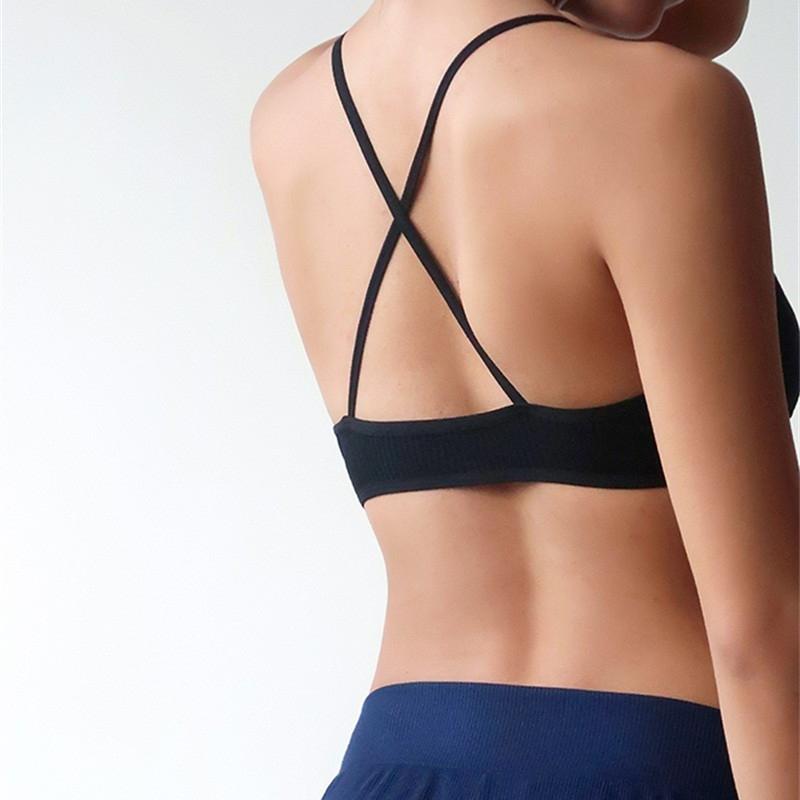 Women Sports Bra Comfort Cotton Bras For Women Thin French Style Bralette Sexy Deep V Triangle Cup Back Cross Tank Top Bra
