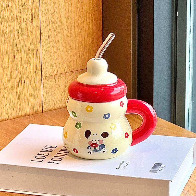 Соломенная чашка для воды милая девушка высокая ценность керамическая кружка бытовая чашка для питья подарок на день рождения