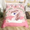 Kawaii Unicorn Duvet Cover Set Cartoon Animal Bedding Set Microfiber Botanical Leaves Comforter Cover King For Kids Boys Girls