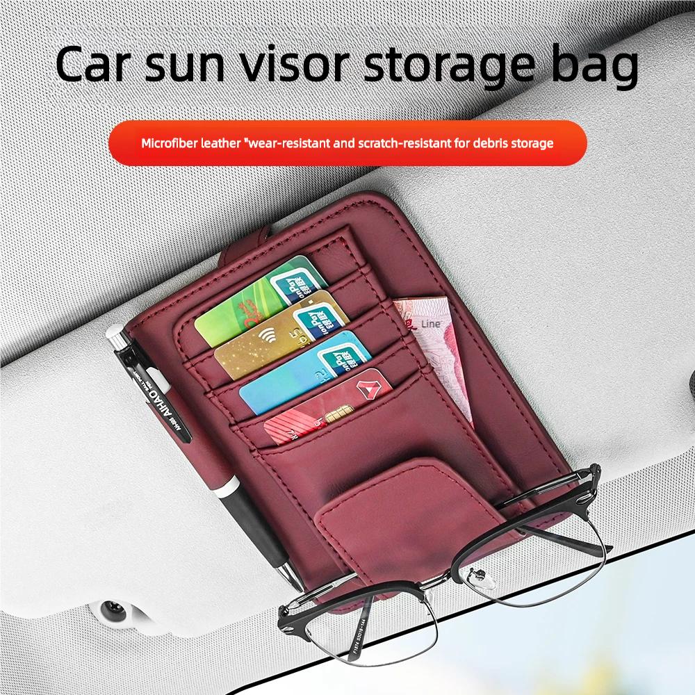 Car Visor Organizer Multi-Pocket Pouch Bag Scratch-resistant Auto Visor Holder Card Glasses Storage Holder