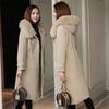 Classic Style Women's Mid-length Sheep Shearling Coat with Fox Fur Collar and Hood Slim-fit Granules Outerwear
