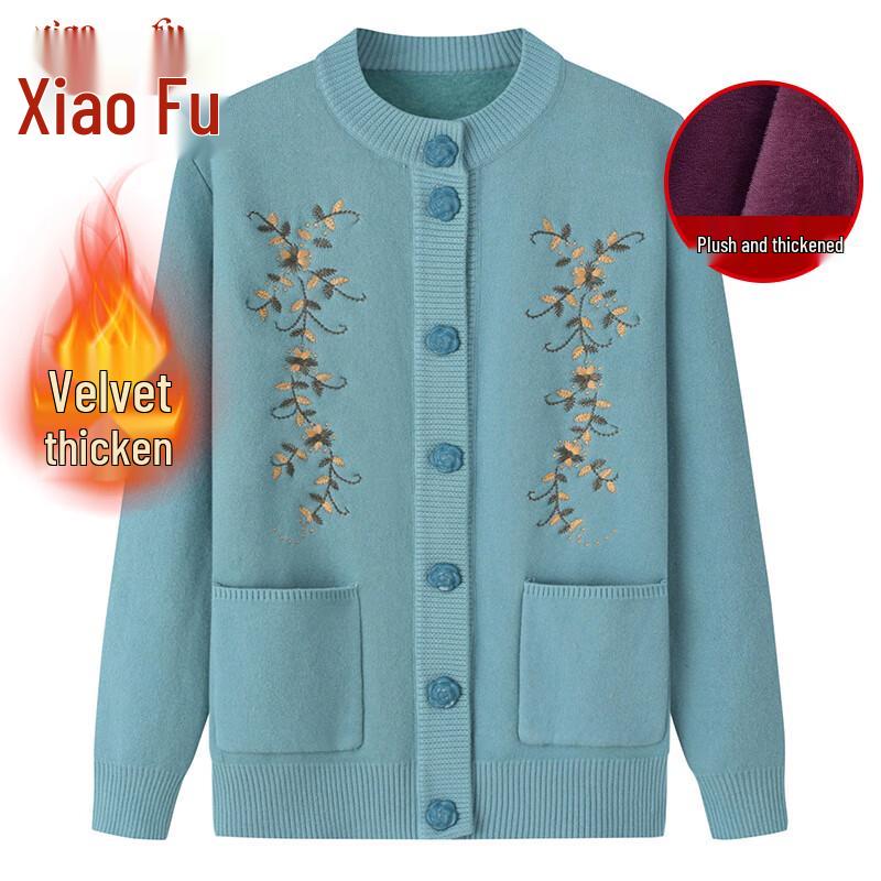 Women's Warm Knitted Cardigan Sweater for Middle-Aged & Elderly