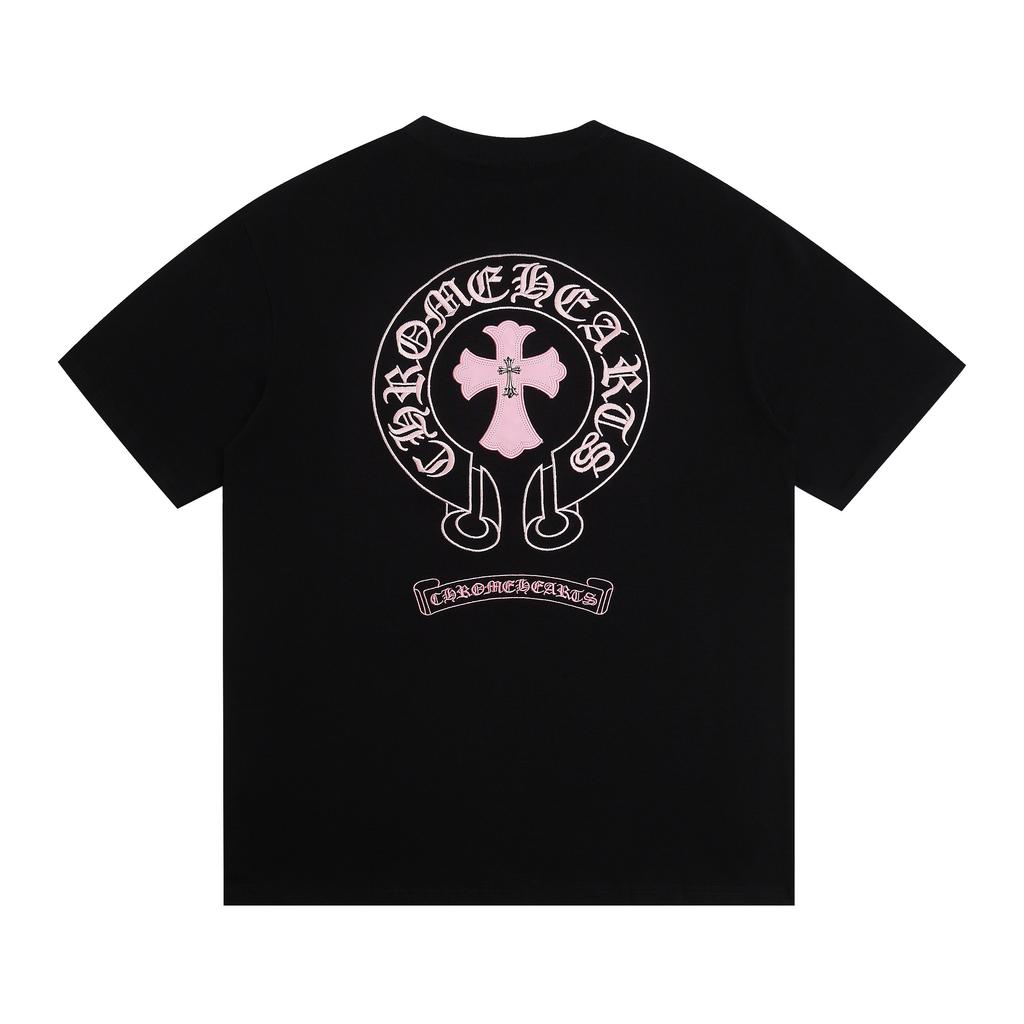 1975 CHROME HEARTS 2025 Summer New High Quality Cotton Round Neck Loose Large Size Men's and Women's T-shirt Couple T-shirt