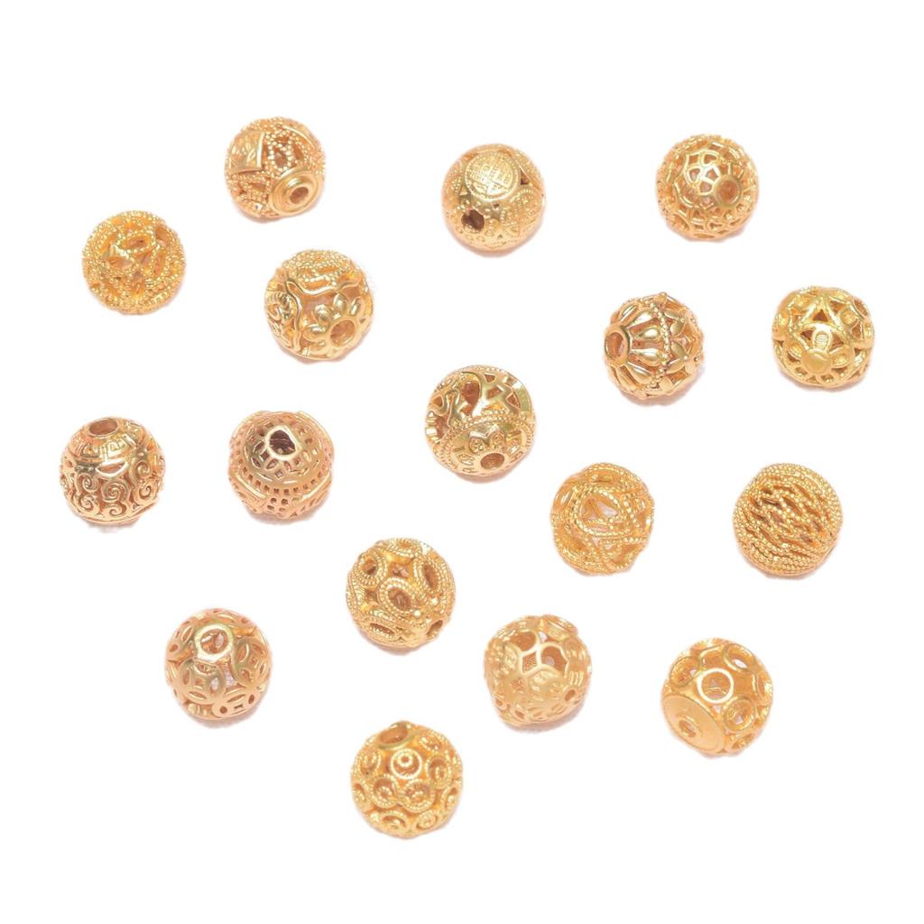 10pcs Color Retention Ancient Gold Beads Hollow Beads Copper Coin Beads Beads Diy Handmade Bracelets Necklaces Accessories Loose Beads