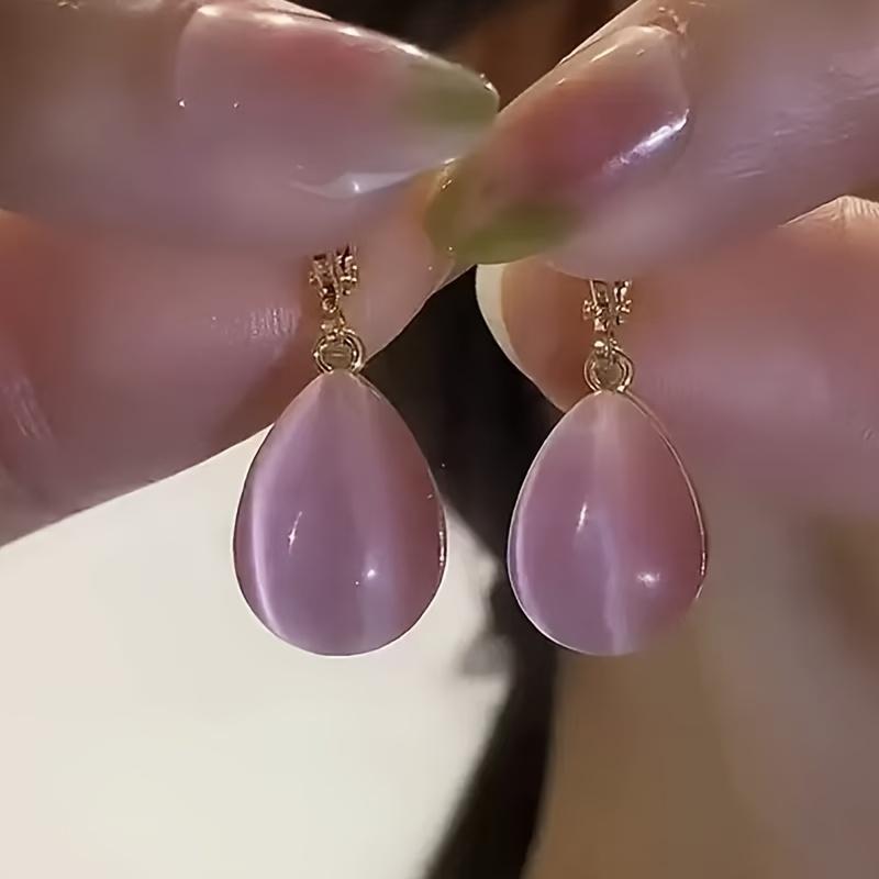 Элегантные минималистичные розовые серьги-капли с металлом и драгоценным камнем для повседневной и праздничной носки