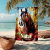 Custom Name Ultra-Soft Beach Towel with Horse Theme,Ideal for Pool - Camping, Diving - Perfect Travel Essential, Vibrant Beach Towel.